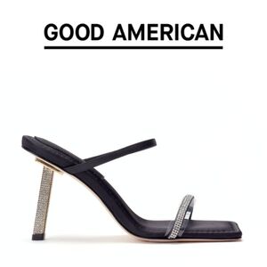 GOOD AMERICAN 🖤 Women's Black Satin Courts - Size 8